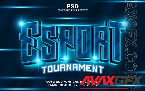 PSD esports tournament 3d editable photoshop text effect style with background