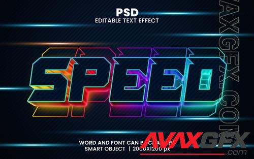 PSD speed neon 3d editable photoshop text effect style with background