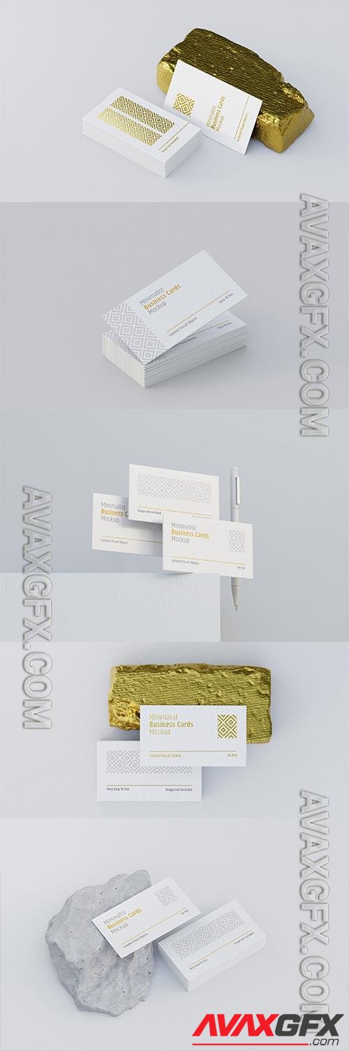 PSD floating business card mockup on stacked cards