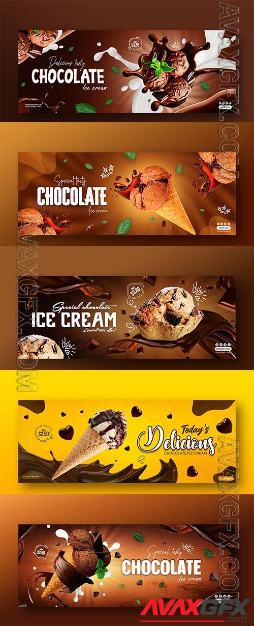 PSD ice cream cone social media template design