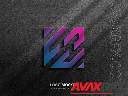 PSD 3d gradient logo mockup with shadow overlay