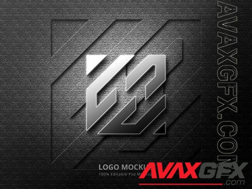 PSD 3d silver logo mockup and emboss logo mockup