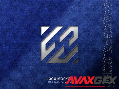 PSD emboss and deboss logo mockup on cloth background