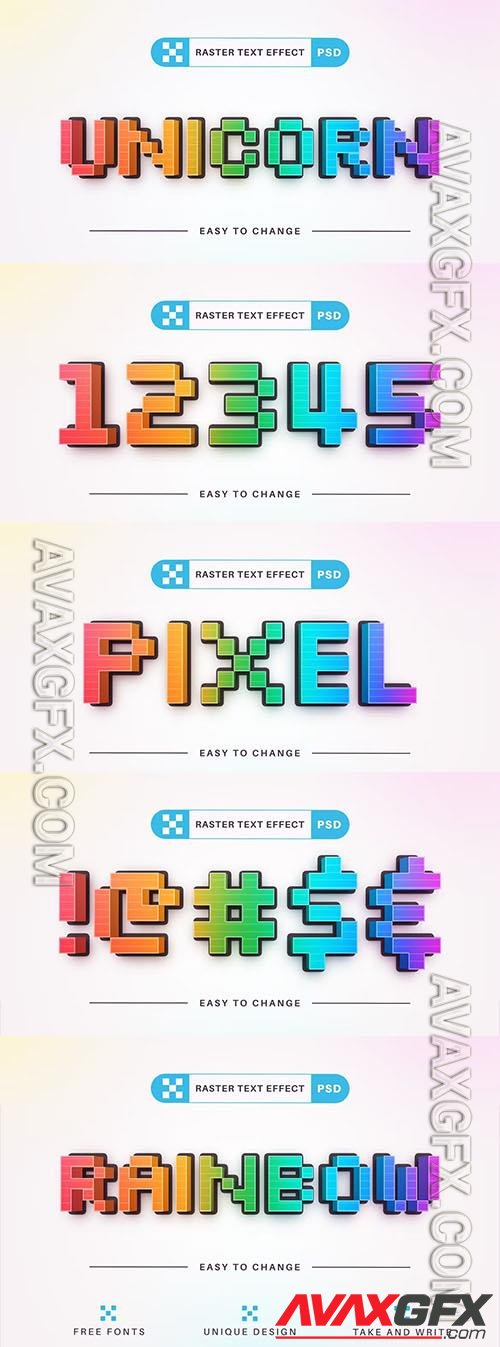 PSD Unicorn - editable text effect, font style