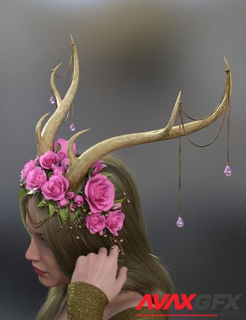 Antler Headdress for Genesis 8 and 8.1 Females and Genesis 9