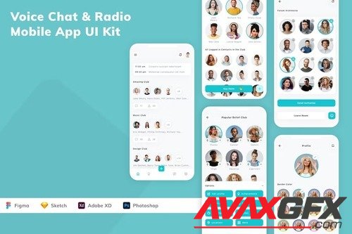 Voice Chat & Radio Mobile App UI Kit D8NGZB3
