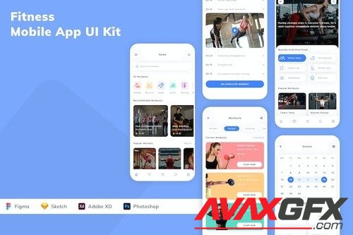 Fitness Mobile App UI Kit Y6FMAM4