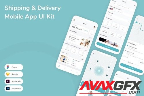 Shipping & Delivery Mobile App UI Kit U5XPGNK