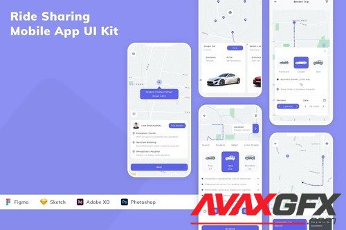 Ride Sharing Mobile App UI Kit U2MKYLH