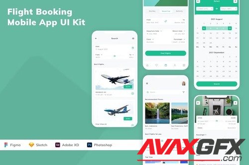 Flight Booking Mobile App UI Kit A4AJA7D