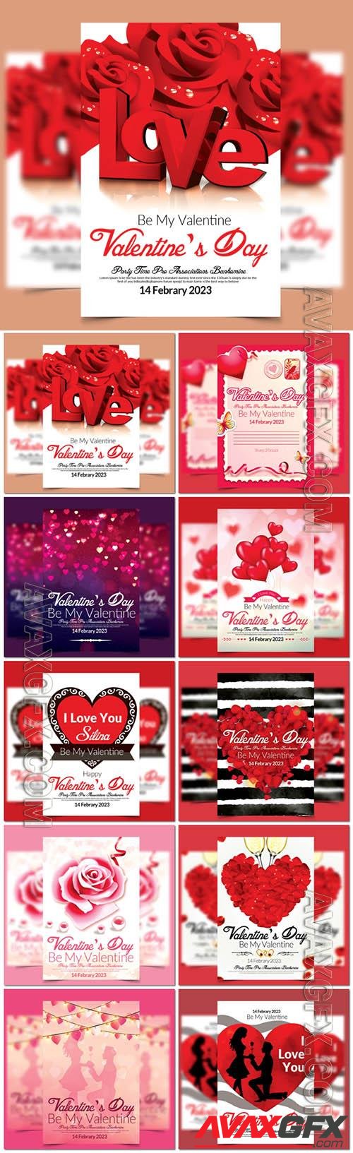 10 PSD happy valentine day party flyer design