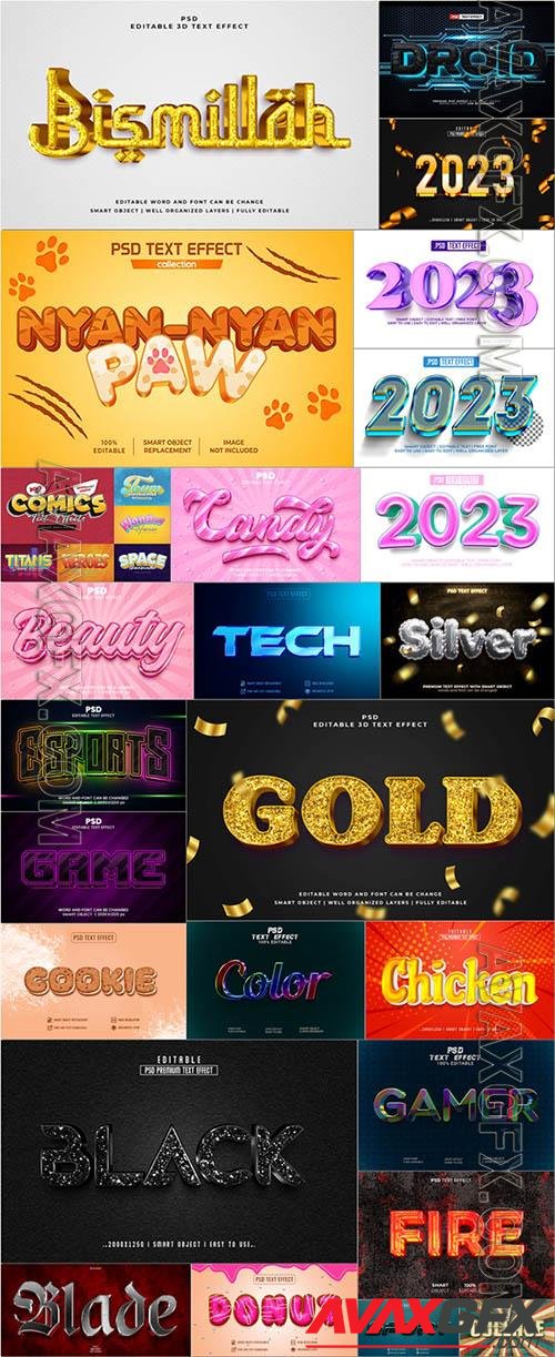 25 PSD 3d editable photoshop text effect style vol 1