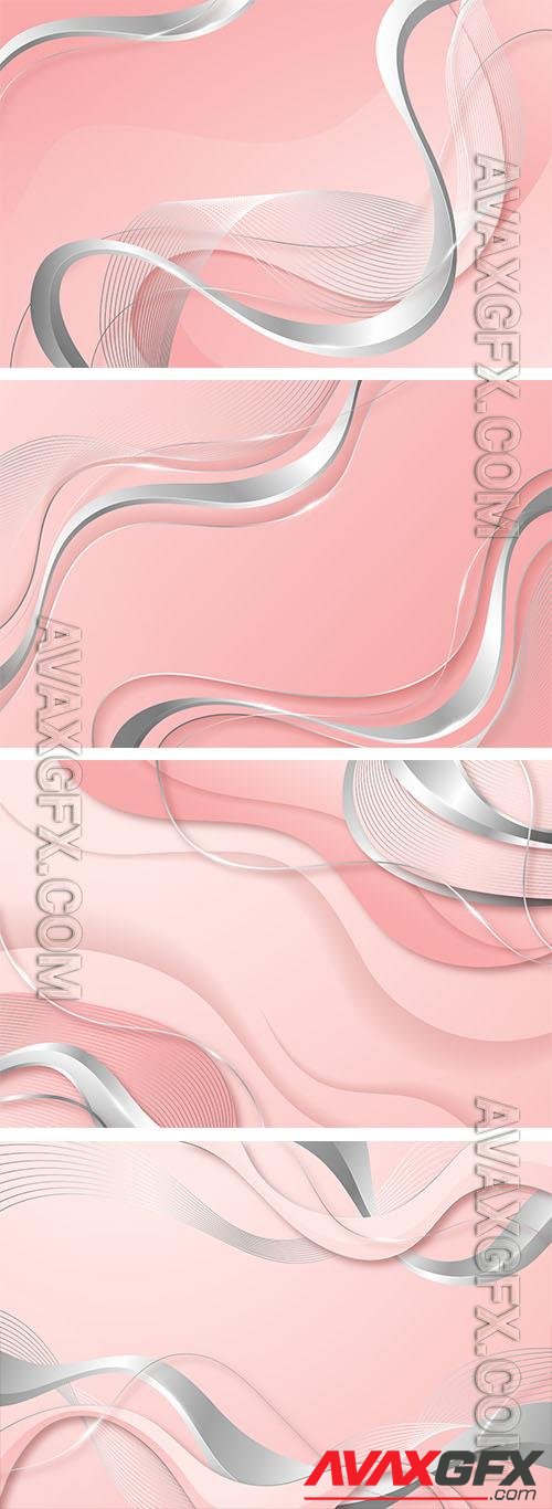 Vector realistic pink and silver background