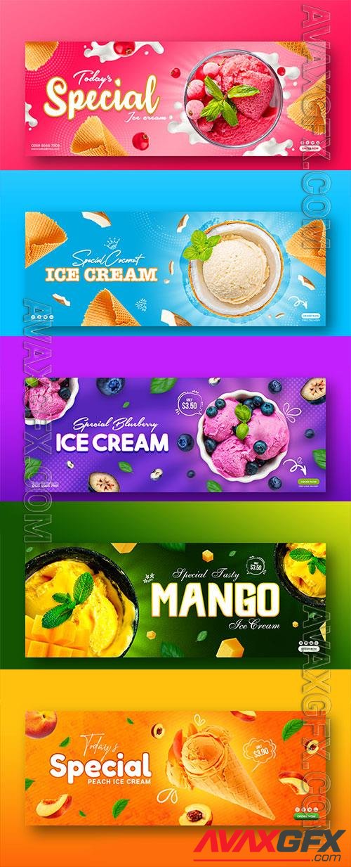 PSD  ice cream social media banner instagram post design template
