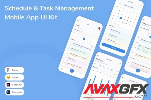 Schedule & Task Management Mobile App UI Kit 6N89E8W