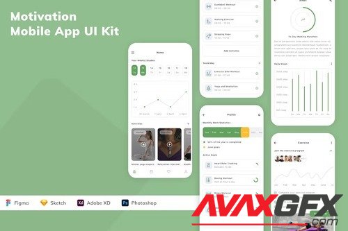 Motivation Mobile App UI Kit ZDCSQEZ
