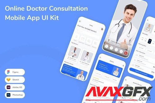 Online Doctor Consultation Mobile App UI Kit R4SLL65