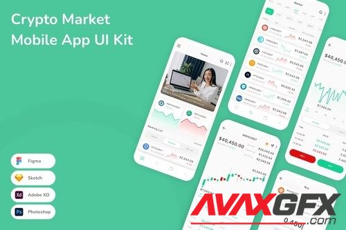 Crypto Market Mobile App UI Kit 6W62V7R