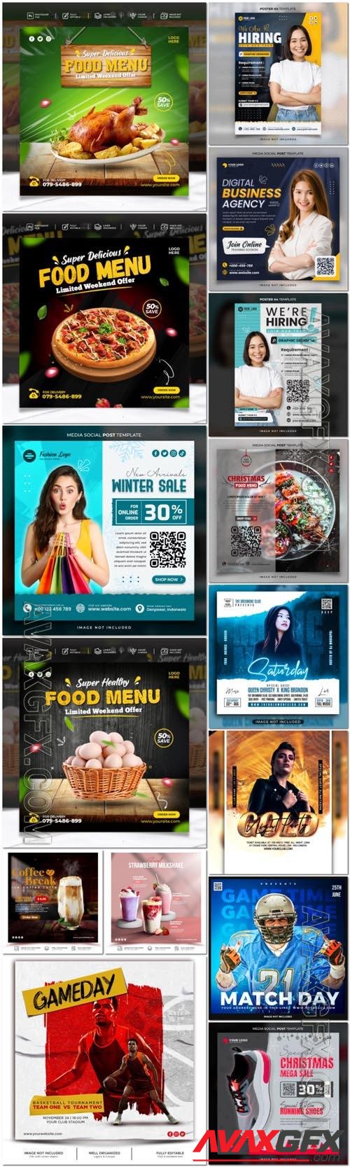 Flyer social media post, template banner psd set vol 32