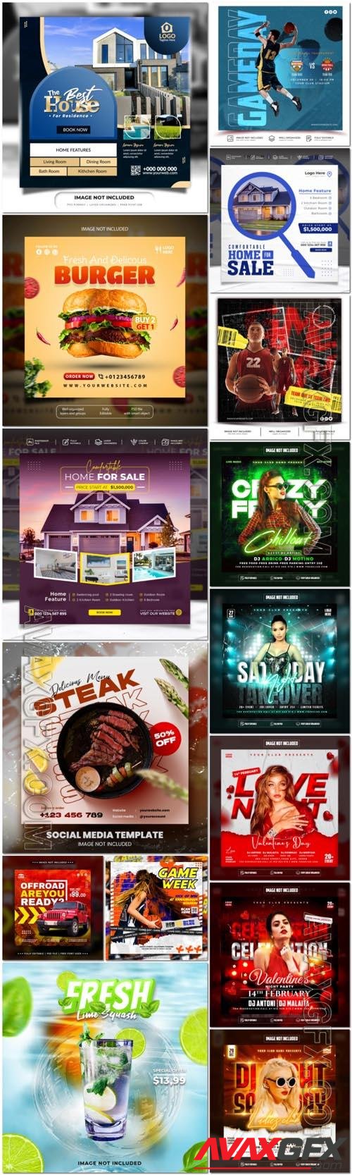 Flyer social media post, template banner psd set vol 35