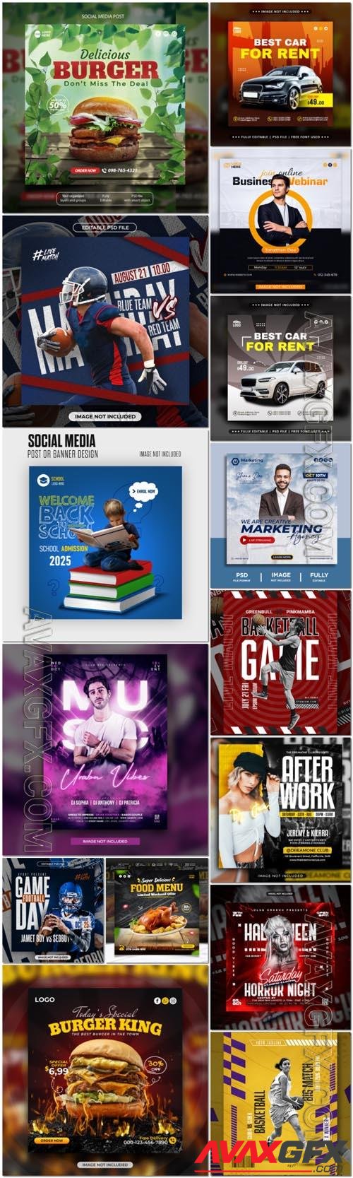 Flyer social media post, template banner psd set vol 33