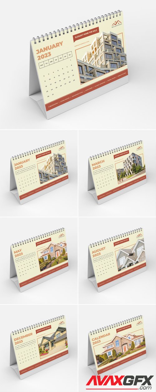 Adobestock - Real Estate Desk Calendar 2023 Layout 536431847
