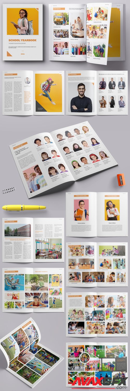Adobestock - School Yearbook Layout with Orange Accents 536431842