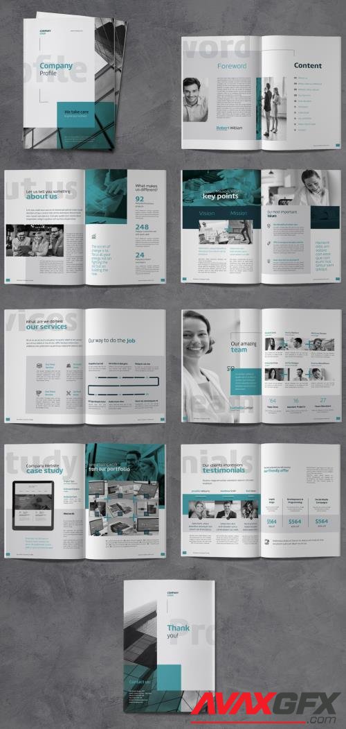 Adobestock - Business Brochure Company Profile with Blue Accents 532852566