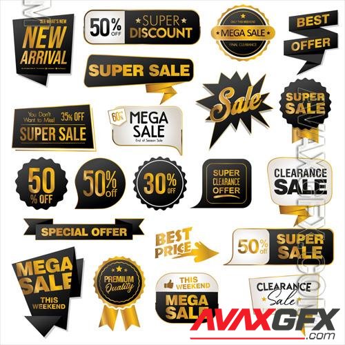 Vector collection of golden premium badge stickers and seals vol 6