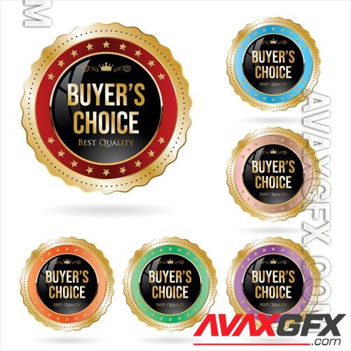 Vector collection of colorful premium quality badges and labels