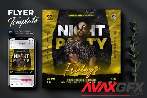 Night Club Flyer E4B3SV3