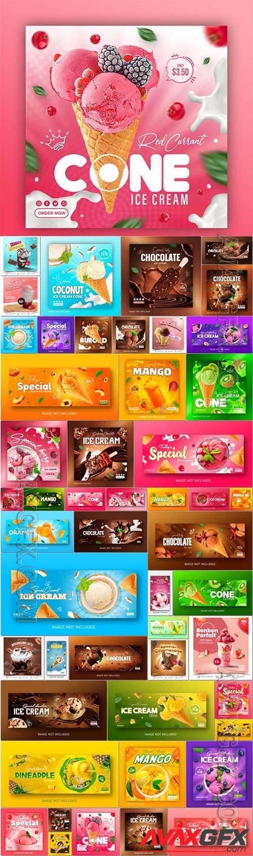 50 PSD chocolate ice cream social media instagram post banner design template