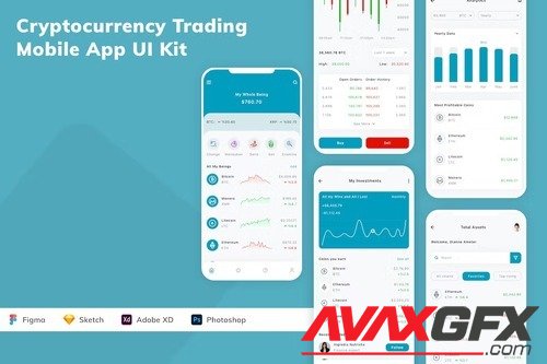 Cryptocurrency Trading Mobile App UI Kit TWEUQTF