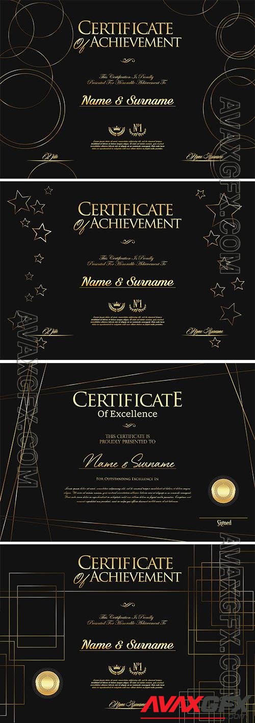 Vector certificate or diploma black and gold design vector illustration vol 2