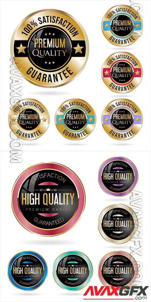 Vector collection of colorful premium quality badges and labels vol 2