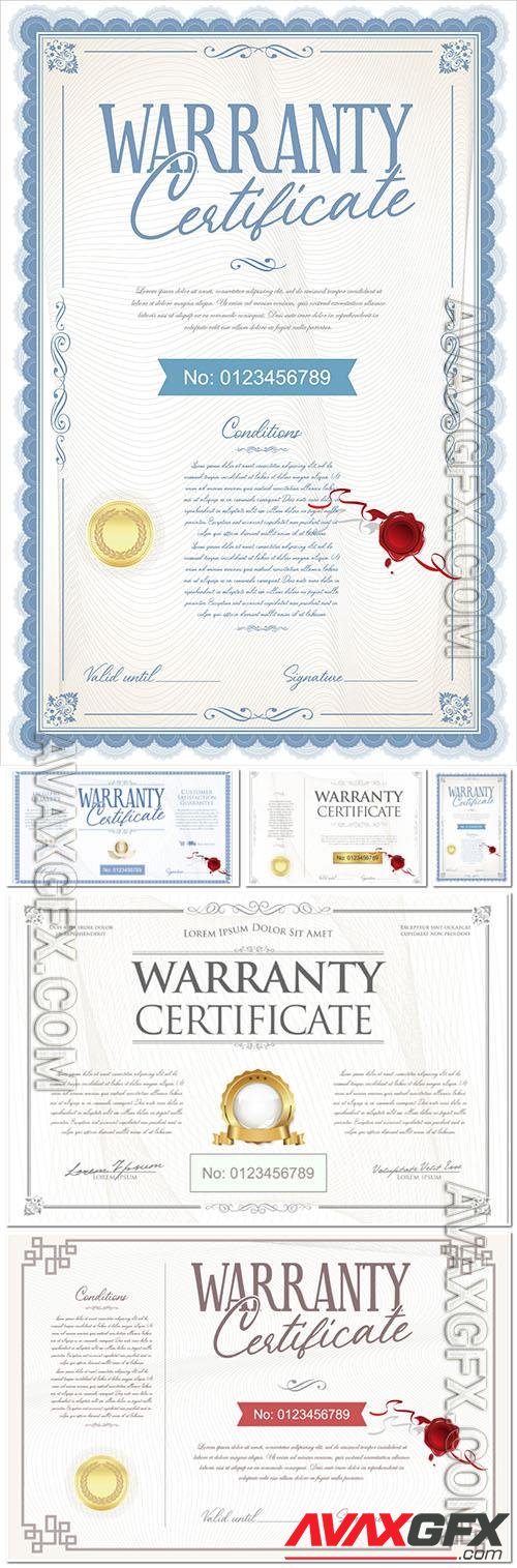 Vector warranty certificate retro vintage design vector illustration