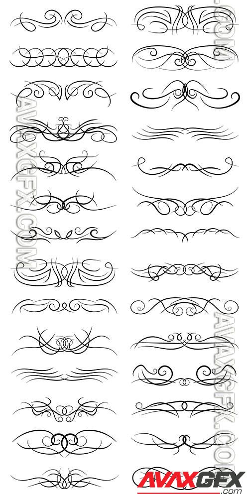 Vector set of vintage decorative curls swirls monograms, borders, drawing elements