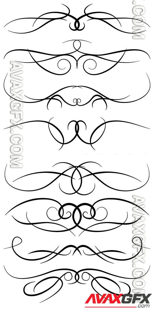 Vintage decorative curls swirls, borders, drawing vector elements