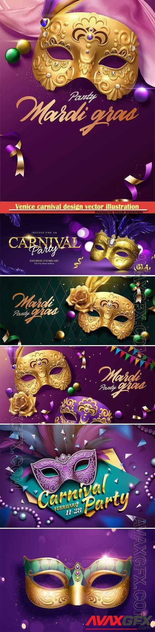 Venice carnival design vector illustration, Mardi gras vol 8