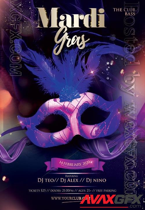 Mardi Gras Celebration Flyer Psd