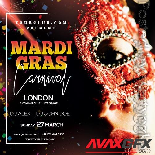 Psd Mardi Gras Carnival Flyer