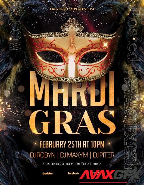 Mardi Gras Party Psd Flyer