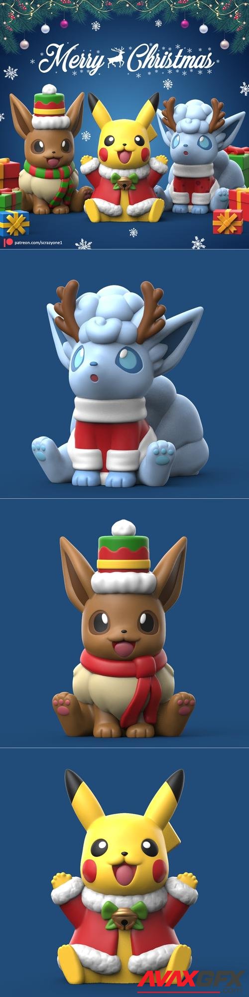 Pokemon - Christmas Pokemon Set – 3D Print