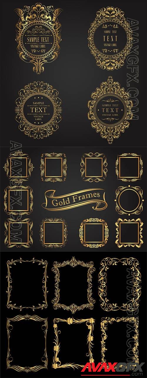 Golden decorative vector frames