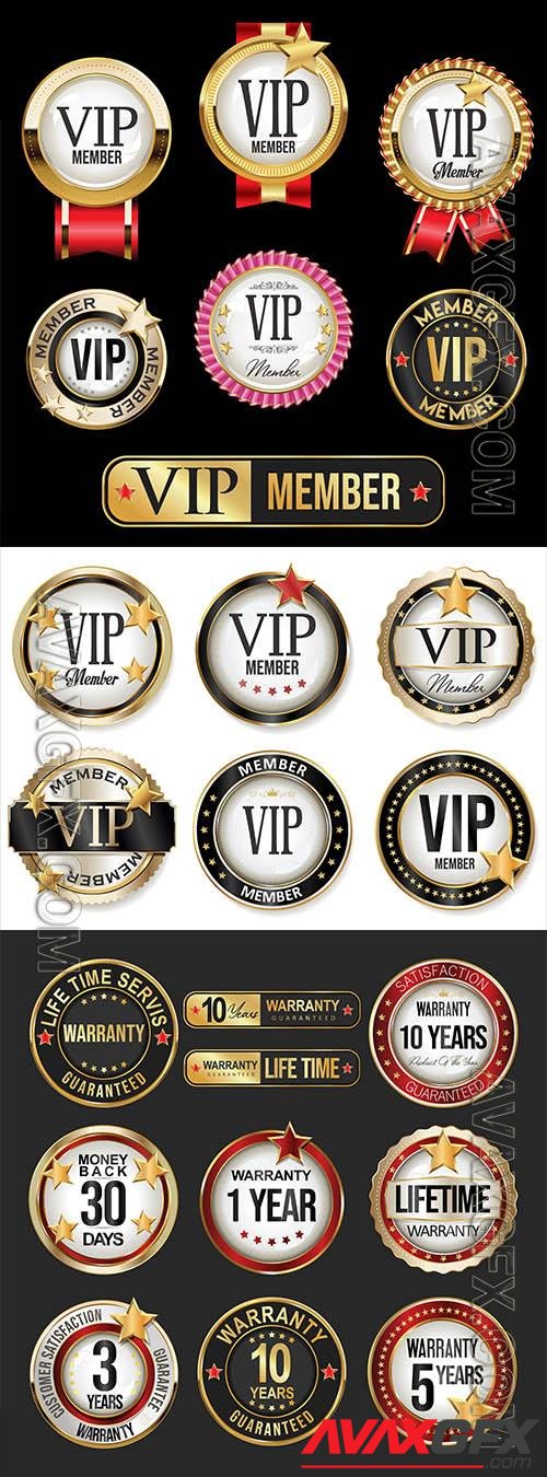 Vector vip gold and black labels and badges collection