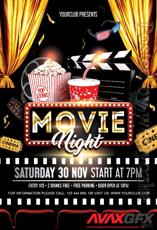 Movie Night Psd Flyer Design