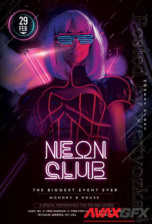 Neon Club Psd Flyer Design