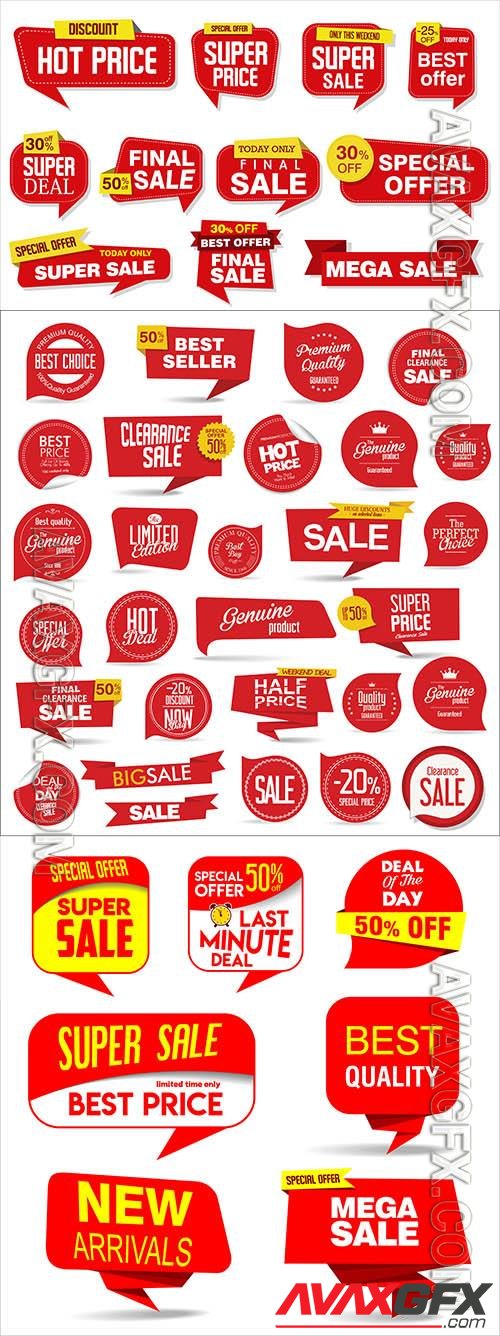 Vector modern super sale stickers, labels and tags colorful collection