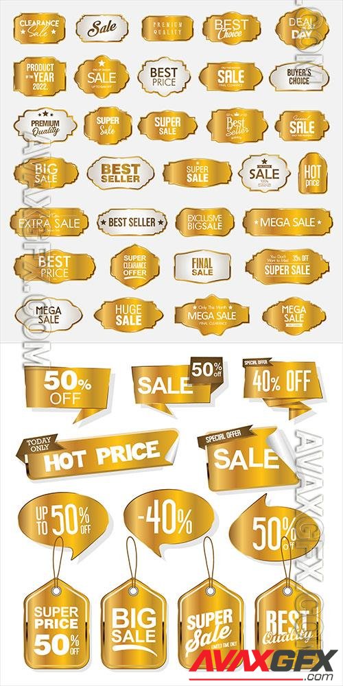 Vector golden premium retro promo seals stickers