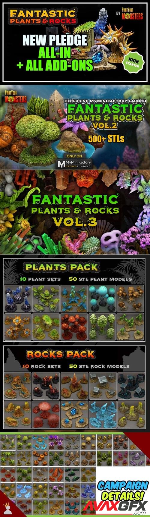 Fantastic Plants and Rocks V1-3 – 3D Print